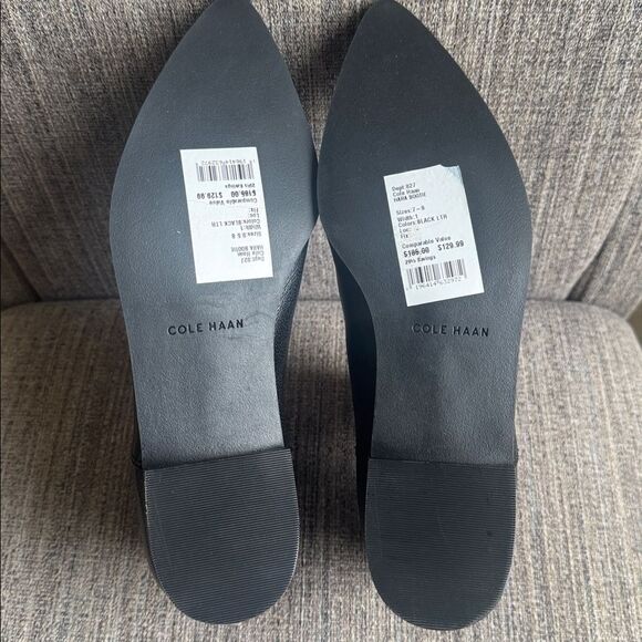 Cole Haan HARA Black Leather Ankle Booties Low Heel Slip-On Women’s Size 8.5B - Picture 8 of 12